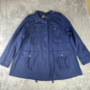 Torrid Jacket Womens 4X Blue Military Style Barn Coat Utility Pockets Plus Size